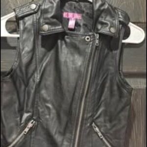 Black Faux Leather Sleeveless Vest